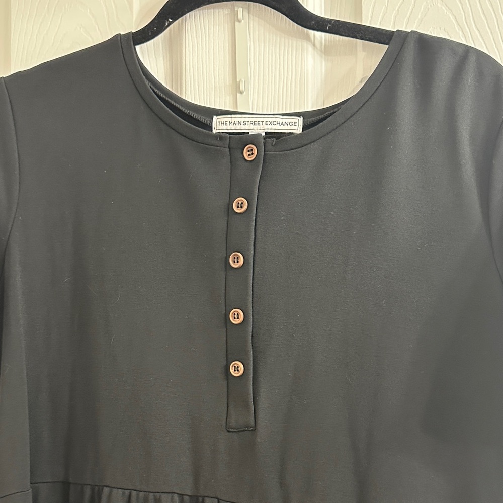 Black Buttoned Midi Dress - Picture 2 of 6
